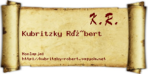 Kubritzky Róbert névjegykártya